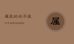 属鼠的双子座今日运势(20240610)