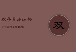 双子星座运势今日运势(20240610)