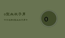 o型血双子男今日运势，O型血双子男今日运势分析