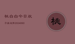 桃白白今日双子座运势(20240606)